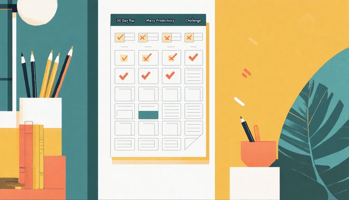 30 Günlük Verimlilik Meydan Okuması: Adım Adım Takip Şablonu